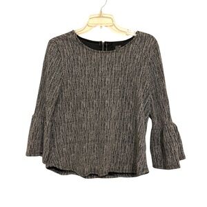 2/$30 W5 Black White Textured Knit Bell Sleeve Top Size Small